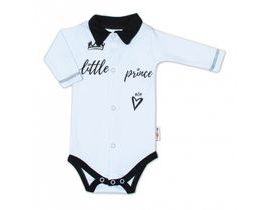 Baby Nellys Body dlouhý rukáv s límečkem, modré Little Prince