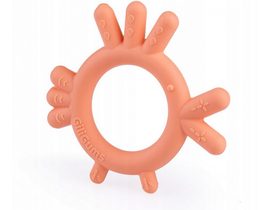 GiliGums Dětské silikonové kousátko Chicken Teether, 3m+, meruňková, 1 ks