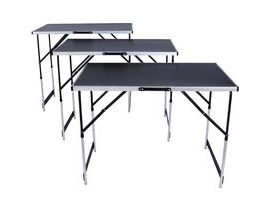 tectake 401030 3 tapetovací skládací stoly - černá černá hliník