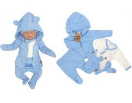 Sada do porodnice 5D, body, polodupačky, kabátek, čepička, rukavičky Z&amp;Z, modrá