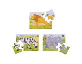 Bigjigs Toys puzzle 3v1 safari zvieratká