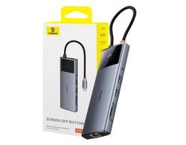 Rozbočovač 10v1 Baseus Metal Gleam II Series, USB-C na 1xHDMI, USB-A (10Gbps), USC-C, 2xUSB-A, Ethernet RJ45, SD/TF karta, mini-jack 3,5mm, USB-C(PD)