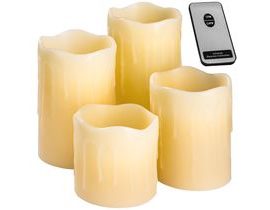 tectake 401005 vosková svíčka led sada 4 ks přírodní na dálkové ovládání - bílá bílá vosk
