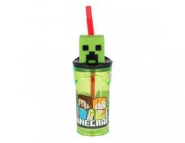 Plastový kelímek Minecraft - 3D s brčkem 360 ml