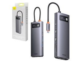 Rozbočovač 9v1 Baseus Metal Gleam Series, USB-C na 2x USB 3.0 + 2x HDMI + USB 2.0 + USB-C PD + Ethernet RJ45 + microSD/SD