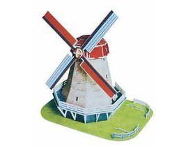 3D hádanka veterné mlyny z Holandska - médium