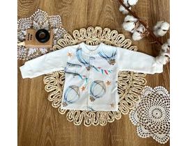 Novorozenecká bavlněná košilka, kabátek, Mamatti, Balón - bílá