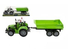 Traktor s vlekom a výklopka plast 35cm asst 3 farby na zotrvačník v blistri Cena za 1ks