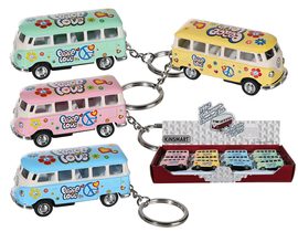 Keychain, modelka s ťahom, autobus VW T1 1962 - Peace & Love