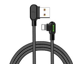 Úhlový kabel USB Lightning Mcdodo CA-4671 LED, 1,2 m (černý)