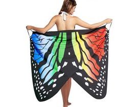 Plážové šaty - motýľové krídla l -xl - dúha