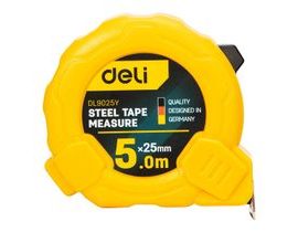 Ocelové měřicí pásmo 5 m/25 mm Deli Tools EDL9025Y (žluté)