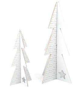Small FootDřevěná dekorace vánoční stromeček bílý 2ks