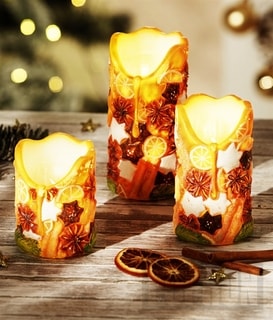LED voskové sviečky "Korenie", 3 ks
