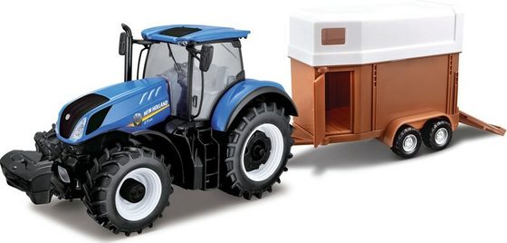 Bburago 1:32 Farm Traktor New Holland s vlečkou pro koně