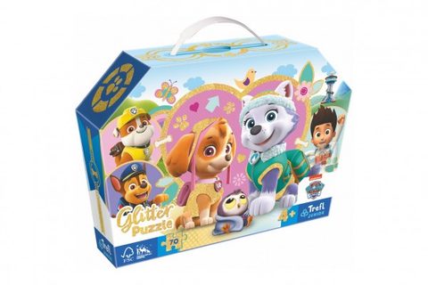 Puzzle třpytivé Skye a Everest Tlapková patrola/Paw patrol 70 dílků 41x27,5cm v kr. 28x20x8cm