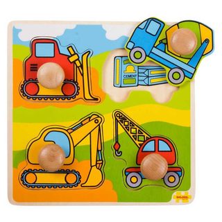 Bigjigs Toys Vkladací puzzle stavebné stroje