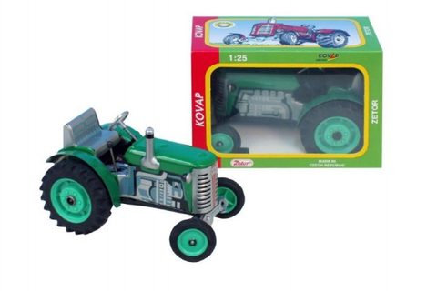 Traktor Zetor zelený na kľúčik kov 14cm 1:25 v krabičke Kovap Cena za 1ks