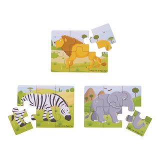 Bigjigs Toys puzzle 3v1 safari zvieratká