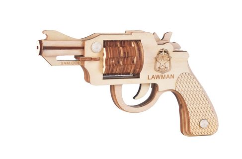 Woodcraft Dřevěné 3D puzzle Zbraň na gumičky Revolver Colt