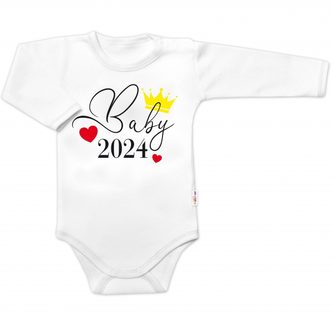 Body dlouhý rukáv Baby 2024, Baby Nellys, bílé, vel. 86