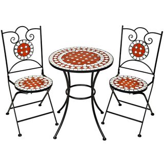 tectake 401637 zahradní nábytek mozaika kulatý stůl a 2 židle - hnědá hnědá keramická mozaika
