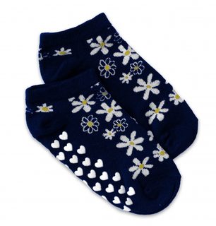 Dětské ponožky s ABS Květinky, vel. 27/30 - tm. modré