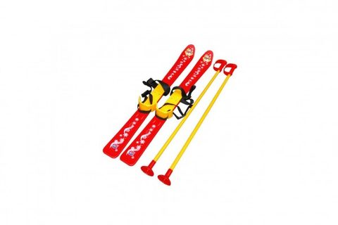 Detské lyže s paličkami plastové/kovové 76cm červené