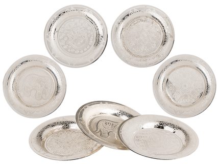 Kovový talíř na šperky stříbrné barvy, cca 10 cm,