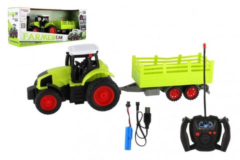 TRAKTOR RC s plastom 38cm 27MHz dlaždice + nabíjanie batérie v boxe 45x19x13cm