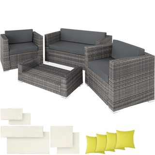 Tectake 403841 Záhradný Rattan Furniture Mníchov s hliníkovým rámom vrátane. povlaky v 2 farbách