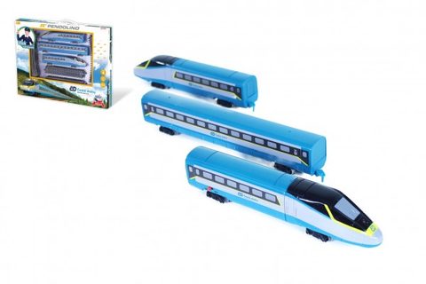 Vlak 3 vagóny s koľajami plast České dráhy SC Pendolino plast so zvukom a svetlom v krabici Cena za 1ks