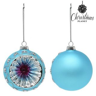 Vánoční koule Christmas Planet 1693 8 cm (2 uds) Sklo Modrý