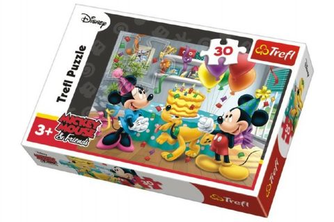 Puzzle Mickey a Minnie oslavuje narodeniny Disney 27x20cm 30 dielikov v krabičke 21x14x4cm Cena za 1ks