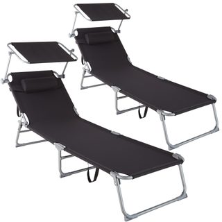 Tectake 403414 2 Beach Sun Loungers 4 Poloha s vankúšom