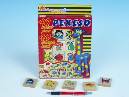 Pexeso drevo spoločenská hra 40ks v krabici 17x25x2cm Cena za 1ks