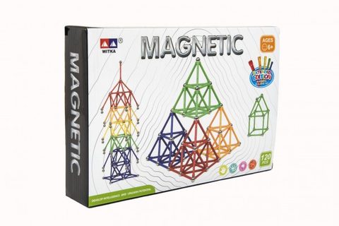 Magnetická stavebnica 120 ks plast / kov v krabici 28x19x5cm Cena za 1ks