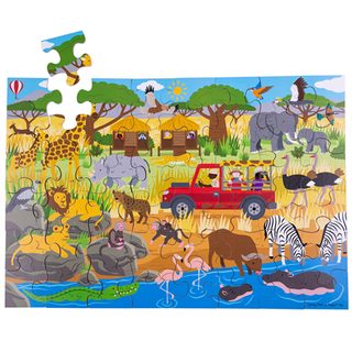 Bigjigs Toys Podlahové puzzle Africkej dobrodružné 48dílků
