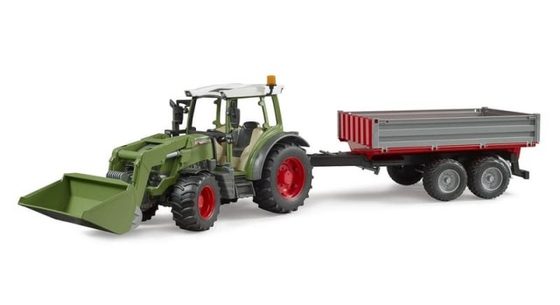 Bruder Traktor Fendt Vario 211 s čelním nakladačem a sklápěcím přívěsem