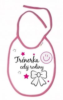 Nepromokavý bryndáček Baby Nellys - Trenérka celej rodiny, 24 x 27 cm - růžový