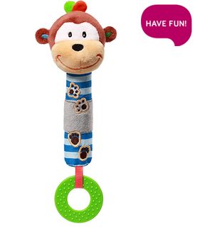 BabyOno Plyšová hračka s pískátkem a kousátkem Opička George