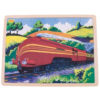 Bigjigs Toys Drevené puzzle historický vlak Vojvodkyňa z Hamiltnu 35 dielikov