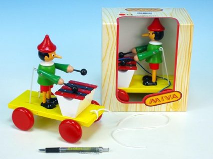 Pinocchio s xylofónom ťahacie drevo 20cm v krabičke od 12 mesiacov Cena za 1ks