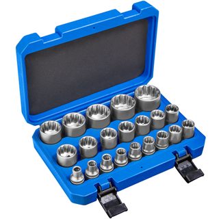 tectake 402695 sada nástrčných klíčů dvanáctihran 21 dílná - modrá modrá chrom-vanadiová ocel