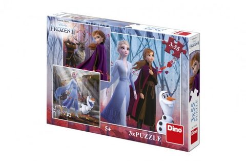Puzzle 3v1 Ľadové kráľovstvo II / Frozen II 3x55dílků v krabici 27x19x4cm Cena za 1ks