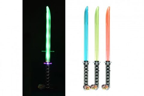 Sword žiariaci plastový 66 cm na batérii so zvukom so svetlými 3 farbami