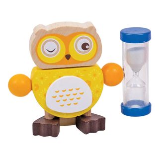 Bigjigs Toys presýpacie hodiny sovička 1ks žltá