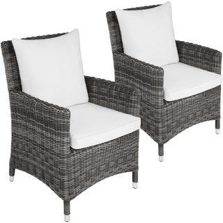 Tectake 404630 2x Sanremo Rattan Armchair - šedá/biela šedá/biela hliník