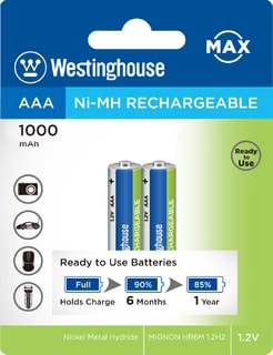 NiMH nabíjateľné batérie MAX AAA NiMH 1000mAh 1,2V, blister 2ks