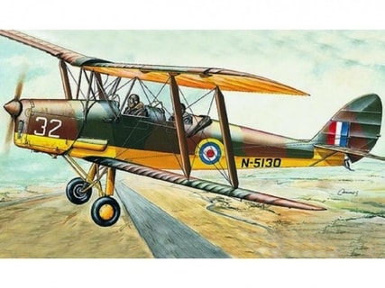 Model D.H.82 Tiger Moth 15,4x19cm v krabici 31x13,5x3,5cm